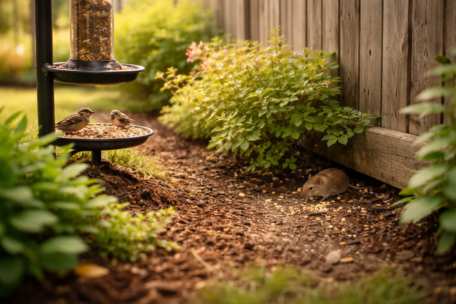 Muizen in de tuin overdag