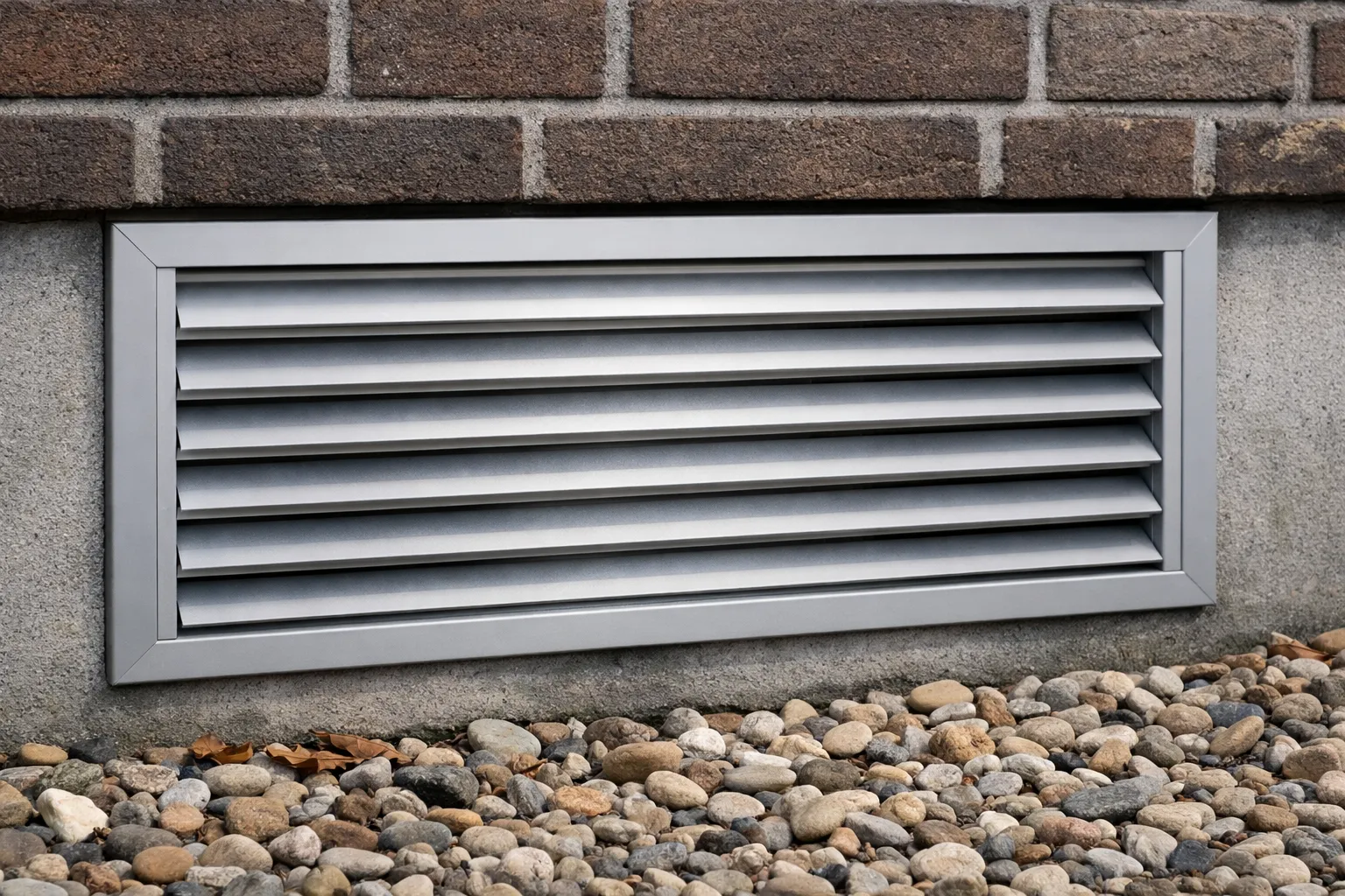 Aluminium ventilatierooster in bakstenen muur